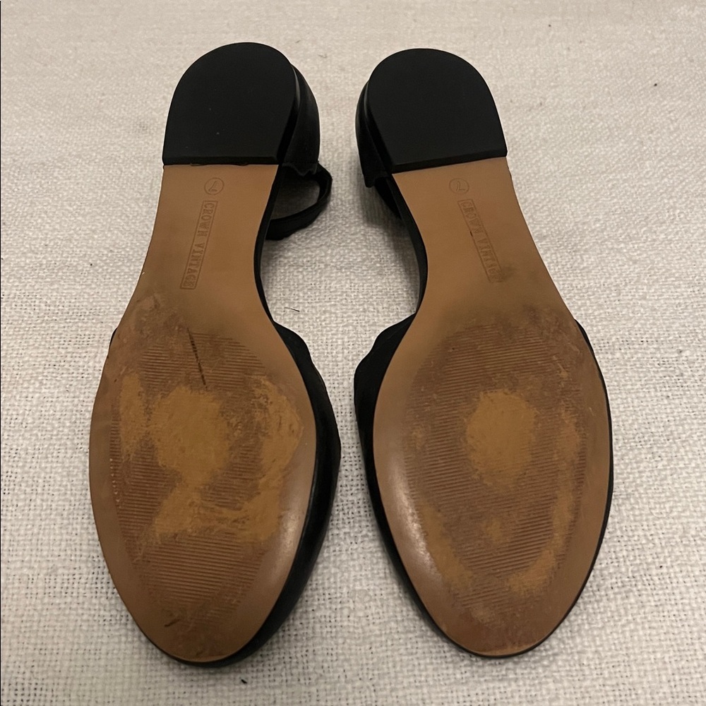 Crown Vintage Black Leather Sandals with Ankle Strap Size Size 7 - Picture 3 of 7